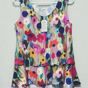 Tiered Floral Sleeveless Top